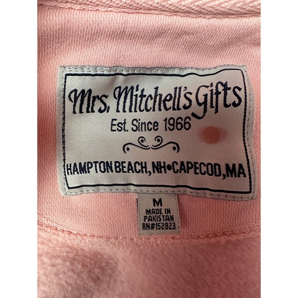 Oversized Pink Sweatshirt Cape Cod READ Womens Medium Pink Blue Pullover Soft - Picture 4 of 11